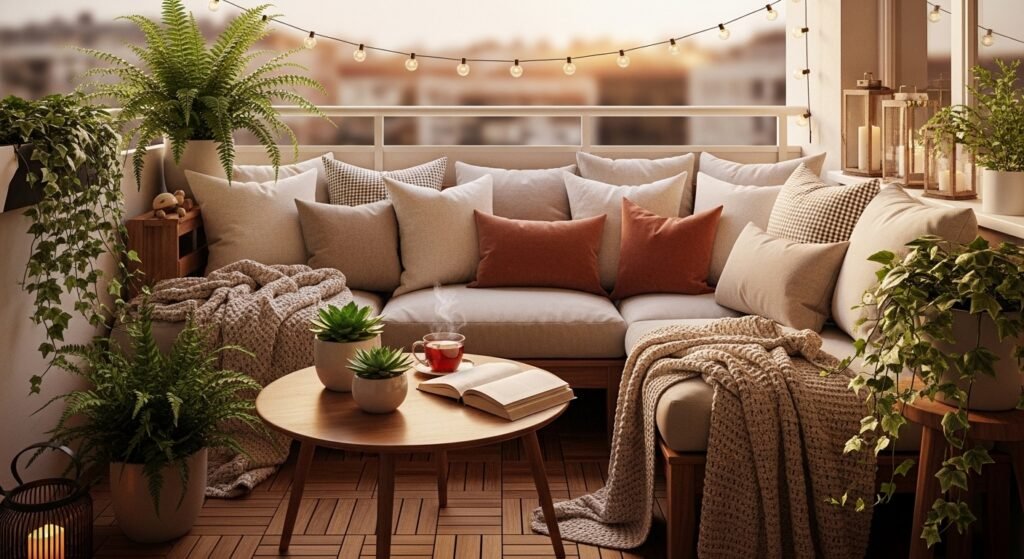 Cozy Balcony with Soft Seating