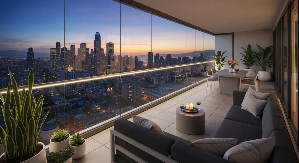 Balcony with Glass Railings