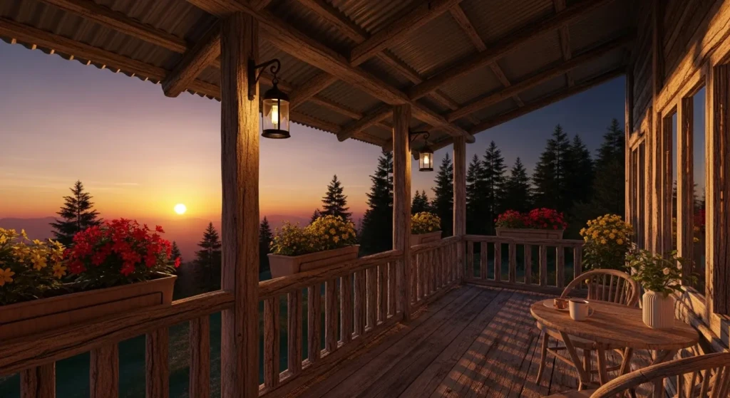 Rustic Wooden Balcony