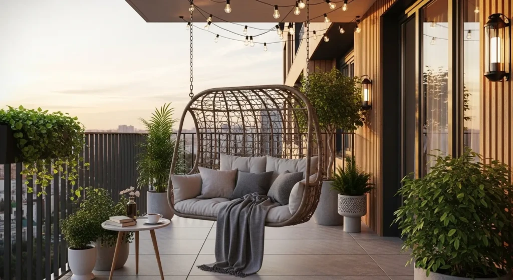 Balcony with Swing Chair